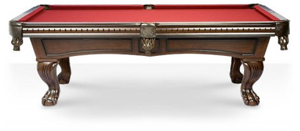 Pool Tables Canada model Pinnacle Walnut side view - We ship these and other models to Manitoba to Brandon, Dauphin, Flin Flon, Morden, Portage la Prairie, Selkirk, Steinbach, Thompson, Winkler, Winnipeg and other cities and provinces throughout Canada