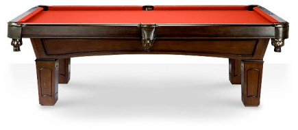 Pool Tables Canada model Ascot Walnut side view - We ship this billiard table to Alberta in Calgary, Edmonton, Lethbridge, Red Deer, St-Albert, Medicin Hat, Grand-Prairie and other cities and provinces throughout Canada