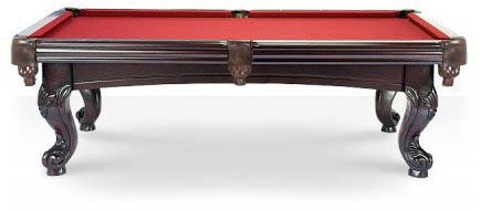 Pool Tables Canada model Pinnacle Mahogany side view - We ship these and other models to Quebec to Alma, Baie-Comeau, Beaconsfield, BÐ¹cancour, Beloeil, Blainville, Boisbriand, Boucherville, Brossard, Candiac, Chambly, Chicoutimi, ChÐ²teauguay, Delson, Dorval, Drummondville, Gatineau, Joliette, Laval, Longueuil and other cities and provinces throughout Canada