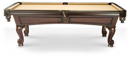 Pool Tables Canada model Amboise Walnut side view - We ship these and other models to Newfoundland in Corner Brook, Mount Pearl, St. John's, Bay Roberts, Bishop, Bonavista, Carbonear, Clarenville, Conception, South Deer Lake, Gander, Grand Falls, Windsor, Happy Valley, Goose Bay, Marystown, Paradise, Stephenville, Torbay and other cities and provinces throughout Canada